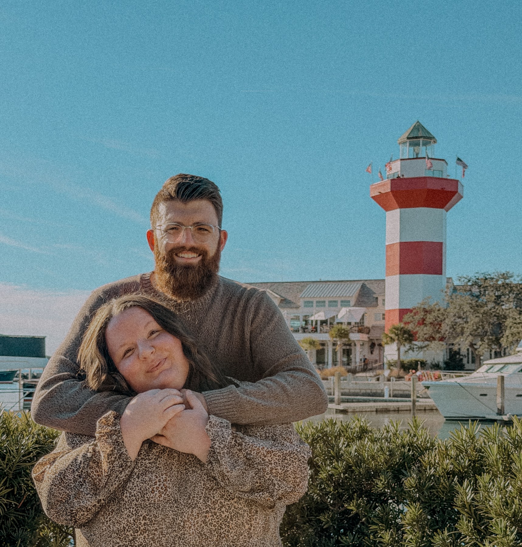 Austin and Sarah by the lighthouse in Harbour Town
